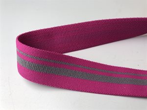 Blød elastik - skøn fuchsia med striber, 25 mm